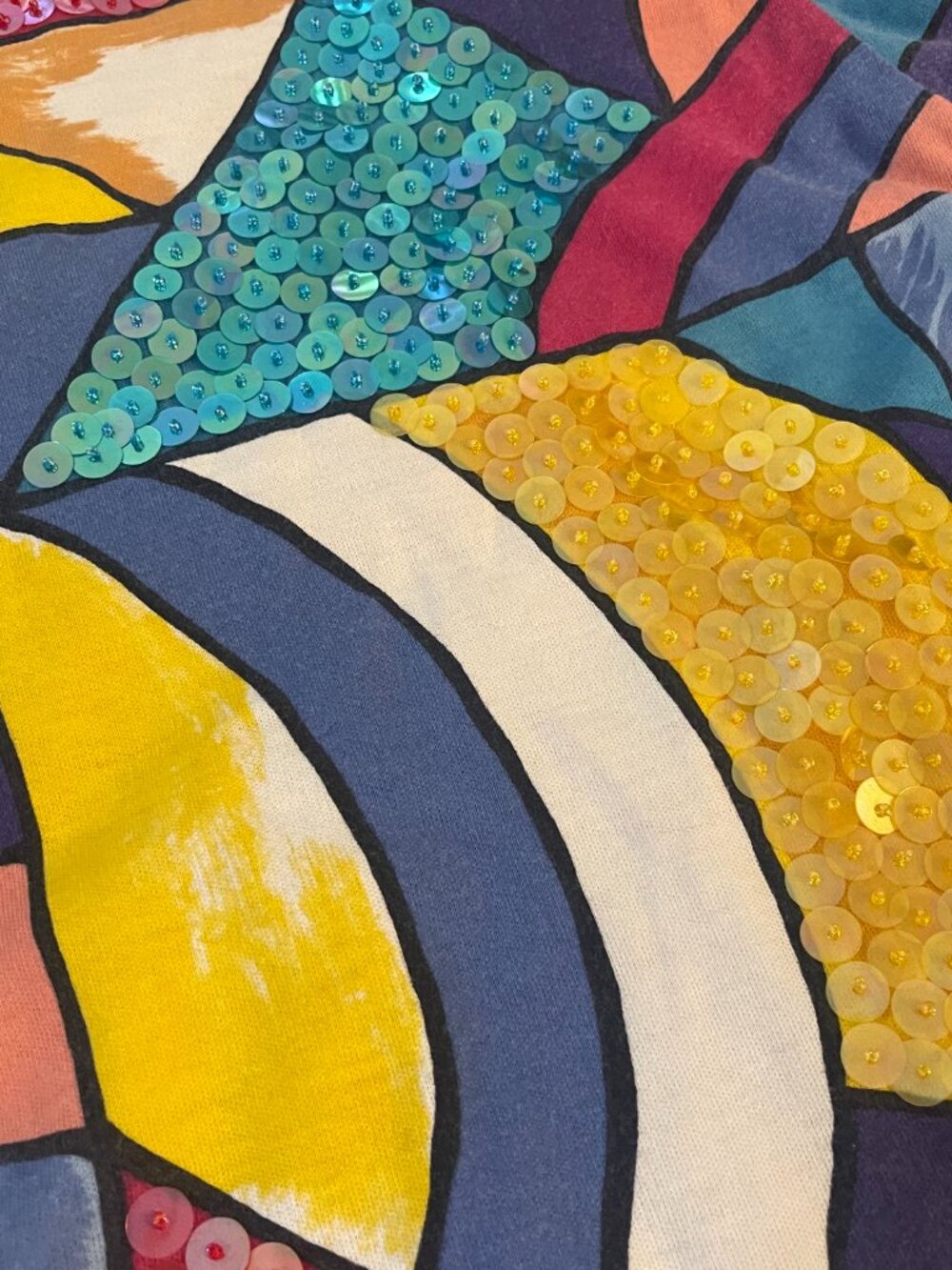Retro Abstract Sequin Top Colorful Plus Size 20W - Picture 7 of 8